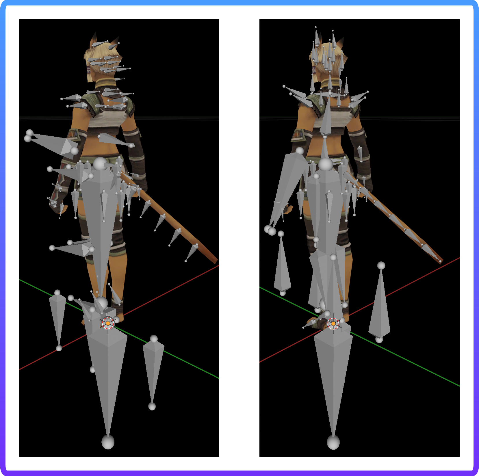 Blender automatic bone orientation import option comparison