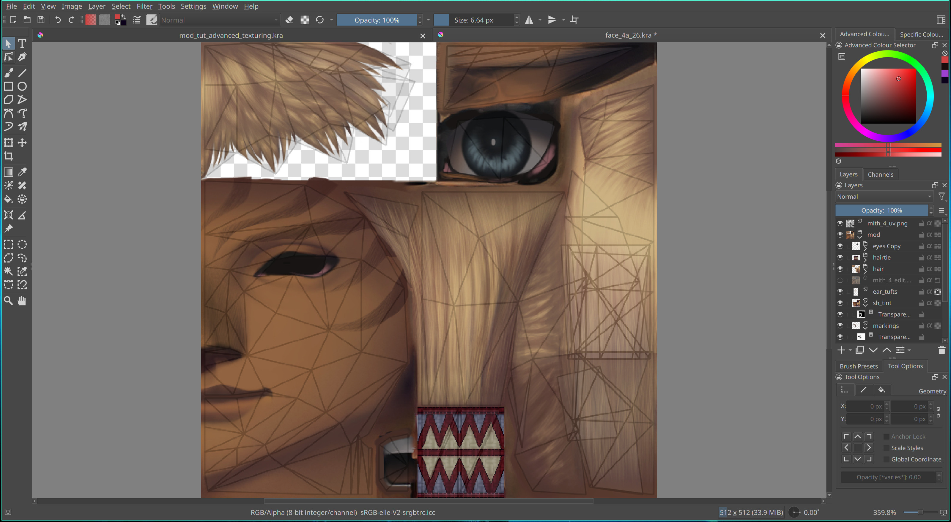 My typical setup in Krita for texture editing