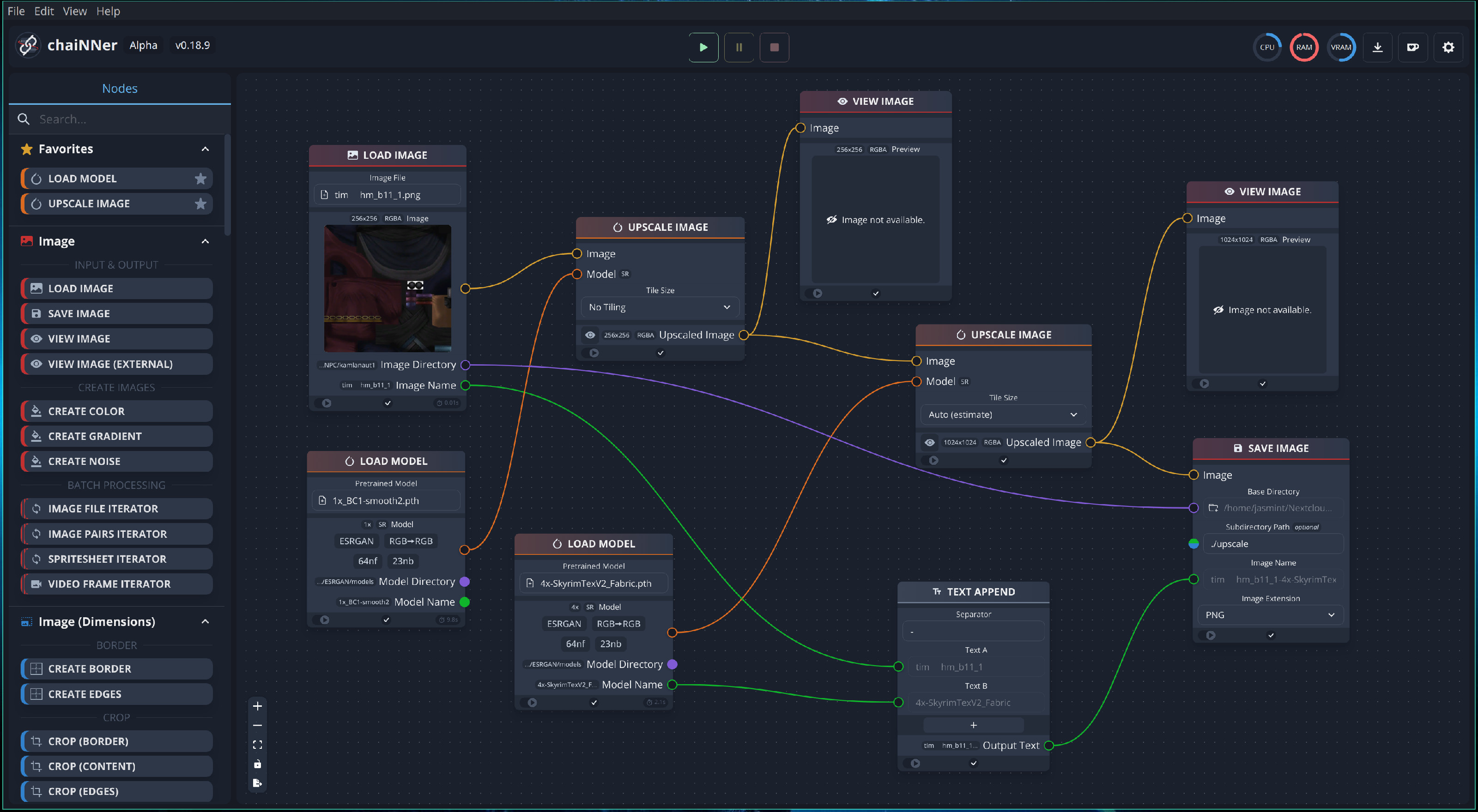 chaiNNer UI overview